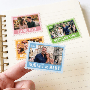 Personalised Photo Multicolour Postage Stamp Sticker with Text Daily Use Vacation Travel Birthday Gift for Couples Family Best Friends