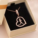 Personalised Running Lady Heart Zircon Necklace with Engraved Name Marathon Birthday Gift for Running Lovers