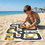 Personalised Cartoon Construction Lorry Road Map Soft Quick Dry Beach Towel with Name Summer Beach Party Birthday Gift for Boys Kids