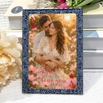Personalized Baroque Playing Card Photo Building Brick Puzzles with Initial and Text Wedding Anniversary Birthday Gift for Couple
