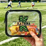 Personalized Soccer Initial Waterproof Clear Makeup Bag Snack Bag with Name Soccer Club Sports Team Party Gift for Soccer Lovers Friends Kids