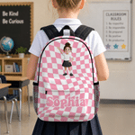 Personalized 3D Cartoon Character Multicolour Plaid Large Capacity Backpack with Name Back to School Birthday Gift for Boys Girls