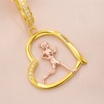 Personalised Running Lady Heart Zircon Necklace with Engraved Name Marathon Birthday Gift for Running Lovers