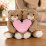 Personalised Hugging Plush Teddy Bear Stuffed Toy with Name and Pink Heart Romantic Keepsake Anniversary Birthday Gift for Couple