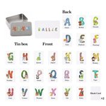 Personalized Wild Animal Alphabet 54 Children Flash Cards with Name and Box Development Game Birthday Gift for Kids
