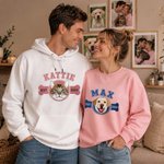 Personalized Multicolor Embroidered Dog Cat Photo T-Shirt Sweatshirt Hoodie with Name and Year Birthday Gift for Pet Lovers