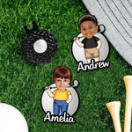 Personalised Cartoon Character Kid Face Photo Golf Ball Marker Magnetic Hat Clip with Name Game Day Birthday Gift for Dad Golf Lovers