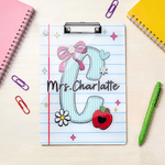Personalized Bow Apple Graffiti Letter Text Clipboard with Low Profile Clip Daily Use Teacher's Day Gift for Woman Teacher