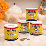Personalized Cute Kid Cartoon Character Ceramic Money Box Piggy Bank with Name Back to School Birthday Gift for Kids