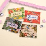 Personalized Chinoiserie Portable Waterproof Mahjong Tri-Folded Card Cover Sticker Set with Name Game Birthday Gift for Mahjong Lovers Players