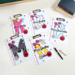 Personalized Bow Apple Graffiti Letter Text Clipboard with Low Profile Clip Daily Use Teacher's Day Gift for Woman Teacher