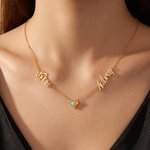 Personalized Exquisite Birthstones Heart Necklace with Name Dainty Jewellery Birthday Anniversary Gift for Women