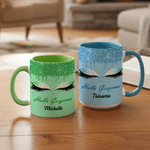 Personalized Hello Gorgeous Eyelash Design Ceramic Mug with Name and Coaster Birthday Gift for Her Best Friend