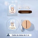 Luz nocturna LED personalizada con nombre y animales nube estrellada luz de 7 colores base de madera regalo de cumpleaños para bebés y niños