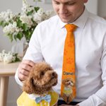 Personalized Heart Paw Print Bone Pet Photo Patch Tie with Name Birthday Anniversary Father's Day Gift for Man Pet Lover
