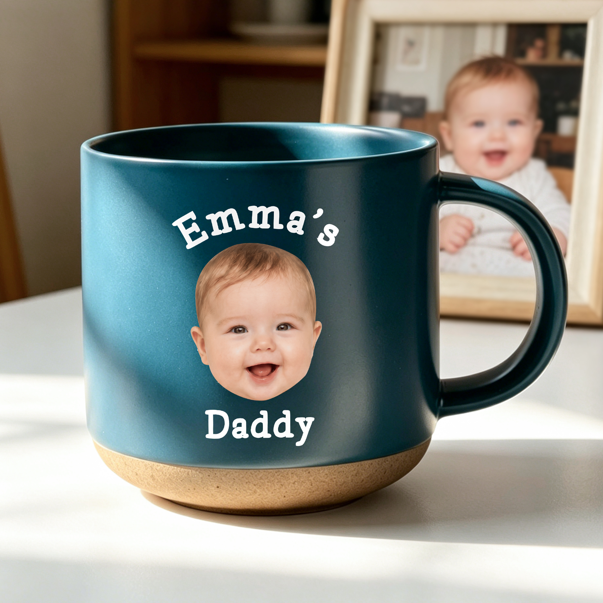 Personalisierte, niedliche Keramik-Kaffeetasse (12 oz) mit Kinderfoto, Text und Henkel – für den täglichen Gebrauch, als Geburtstagsgeschenk für die Familie, Papa und Mama