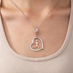 Personalised Running Lady Heart Zircon Necklace with Engraved Name Marathon Birthday Gift for Running Lovers