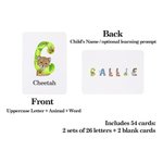 Personalized Wild Animal Alphabet 54 Children Flash Cards with Name and Box Development Game Birthday Gift for Kids
