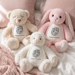 Personalised Line Art Style Photo Cartoon Sheep Bunny Bear Fantasy Unicorn Plush Toy with Text Daily Use Birthday Gift for Family