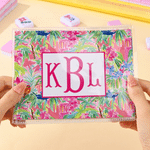 Personalised Tropical Watercolour Flowers Monogram Tri-Folded Card Cover Sticker Set Birthday Mahjong Night Gift for Mahjong Lovers