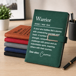 Personalised Cancer Alcoholic Warrior PU Leather A5 Notebook with Name Daily Office Use Appreciate Gift for Cancer Survivors Alcoholics