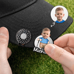 Personalised Cartoon Character Kid Face Photo Golf Ball Marker Magnetic Hat Clip with Name Game Day Birthday Gift for Dad Golf Lovers