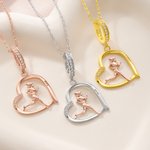 Personalised Running Lady Heart Zircon Necklace with Engraved Name Marathon Birthday Gift for Running Lovers