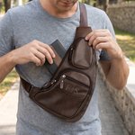 Personalised Minimalist Monogram PU Leather Crossbody Sling Chest Bag Father's Day Birthday Anniversary Gift for Men