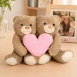 Personalised Hugging Plush Teddy Bear Stuffed Toy with Name and Pink Heart Romantic Keepsake Anniversary Birthday Gift for Couple