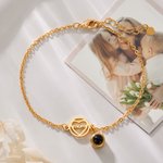 Personalized Heart Pendant Openwork Monogram Photo Projection Bracelet Dainty Jewelry Anniversary Birthday Gift for Woman Mom Girlfriend Wife
