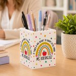 Personalized Rainbow Apple Meaningful Building Blocks Pen Holder with Text Title and Surname Teacher's Day Appreciation Gift for Teacher Educator