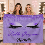 Personalised Hello Gorgeous Shiny Eye Makeup Multicolour Banner with Name Party Backdrop Decor Birthday Party Gift for Girl Sister