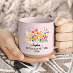 Personalised Butterflies Flowers Ceramic Coffee Mug with Name and Year Daily Use Retirement Birthday Gift for Retired Colleagues