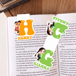 Personalized Cartoon Character Magnetic Bookmark Clip with Name and Initial Birthday Holiday Gift for Bookworms Reading Lovers