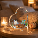 Personalised Sea Turtle Couple Heart Acrylic Plaque with Name Home Decor Valentine's Day Wedding Anniversary Gift for Couples Lovers