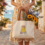 Personalized Yellow Pencil Initial Large Capacity Canvas Bag with Name Daily Use Back to School Teacher's Day Gift for Woman Teacher
