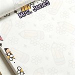 Personalised Cute Cartoon Pencil Flower Notepad with 40/80 Pages and Text Teacher's Day Appreciation School Season Gift for Teacher
