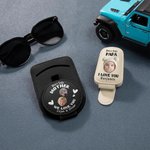 Personalized Multicolour Kid Face Photo PU Leather Magnetic Car Sunglass Holder Clip with Name Daily Use Birthday Gift for Parents Grandparents Drivers