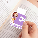 Personalized Cartoon Character Magnetic Bookmark Clip with Name and Initial Birthday Holiday Gift for Bookworms Reading Lovers