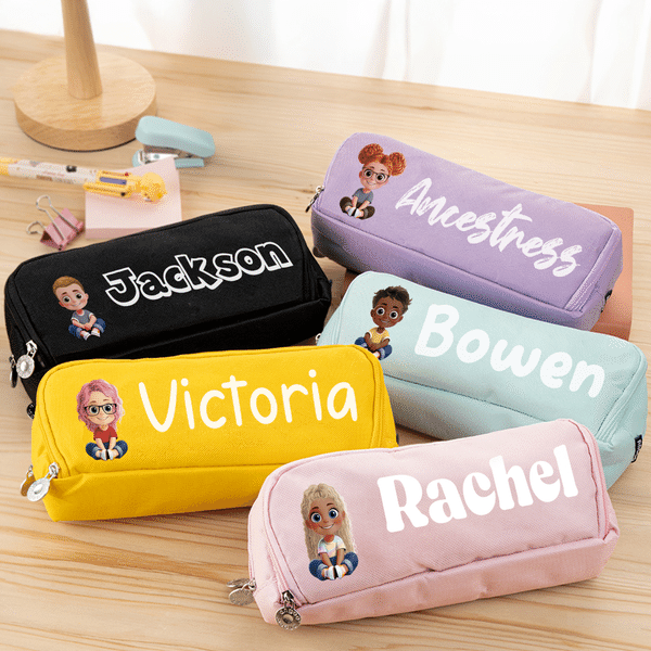 Personalized 3D Cartoon Character Three-Layer Pencil Case with Name School Supply Back to School Birthday Gift for Kids