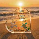 Personalised Sea Turtle Couple Heart Acrylic Plaque with Name Home Decor Valentine's Day Wedding Anniversary Gift for Couples Lovers