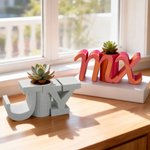Gepersonaliseerde, veelkleurige 3D-miniplantenpot in de vorm van 1 tot 3 letters met initiaal – bureauversiering, verjaardags- of kerstcadeau voor plantenliefhebbers
