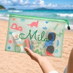 Personalized Multi-Colour Sea Creature Pattern PVC Beach Bag with Name Daily Use Birthday Gift for Family Friends