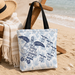 Personalised Multicolour Sea Turtle Large Capacity Tote Bag with Title and Name Beach Party Travel Birthday Gift for Woman Family