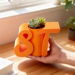 Gepersonaliseerde, veelkleurige 3D-miniplantenpot in de vorm van 1 tot 3 letters met initiaal – bureauversiering, verjaardags- of kerstcadeau voor plantenliefhebbers
