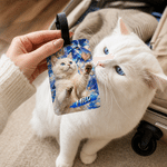 Personalized Pet Graffiti Oil Painting Style Photo Luggage Tag with Name Travel Accessory Birthday Gift for Pet Lovers Friends