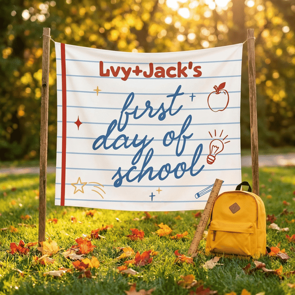 Personalized First Day of School Banner with Name Party Backdrop Decor Back to School Gift for Students