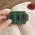 Personalized Bible Verse Cross Book Leather Magnetic Bookmark Clip with Pen Loop Daily Use Birthday Gift for Christians Bookworms