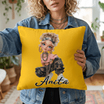 Personalized Y2K Cartoon Character Soft Throw Pillow Cover with Name Home Sofa Bedroom Decor Birthday Gift for Young Girls Family