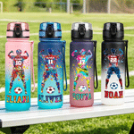 Personalized Gradient Teenage Soccer Player Silhouette Name Sports Water Bottle with Flip Top Lid Gym Birthday Gift for Teenager Soccer Lover
